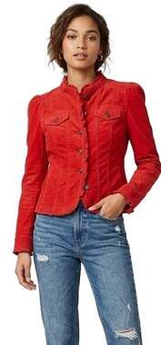 Ann Taylor LOFT Corduroy Ruffle Cropped Jacket Red Size 8 - - From Shop,